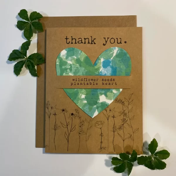 Wildflower Seed Plantable Heart Card:Thank You, Eco Friendly
